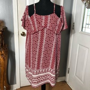 Freesia Red and White Off Shoulder Dress